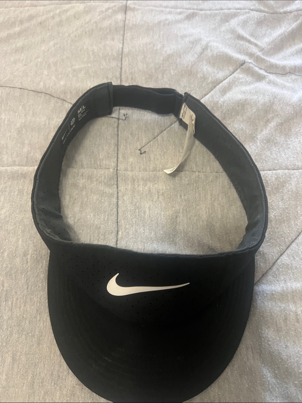 Nike Black Visor with White Swoosh